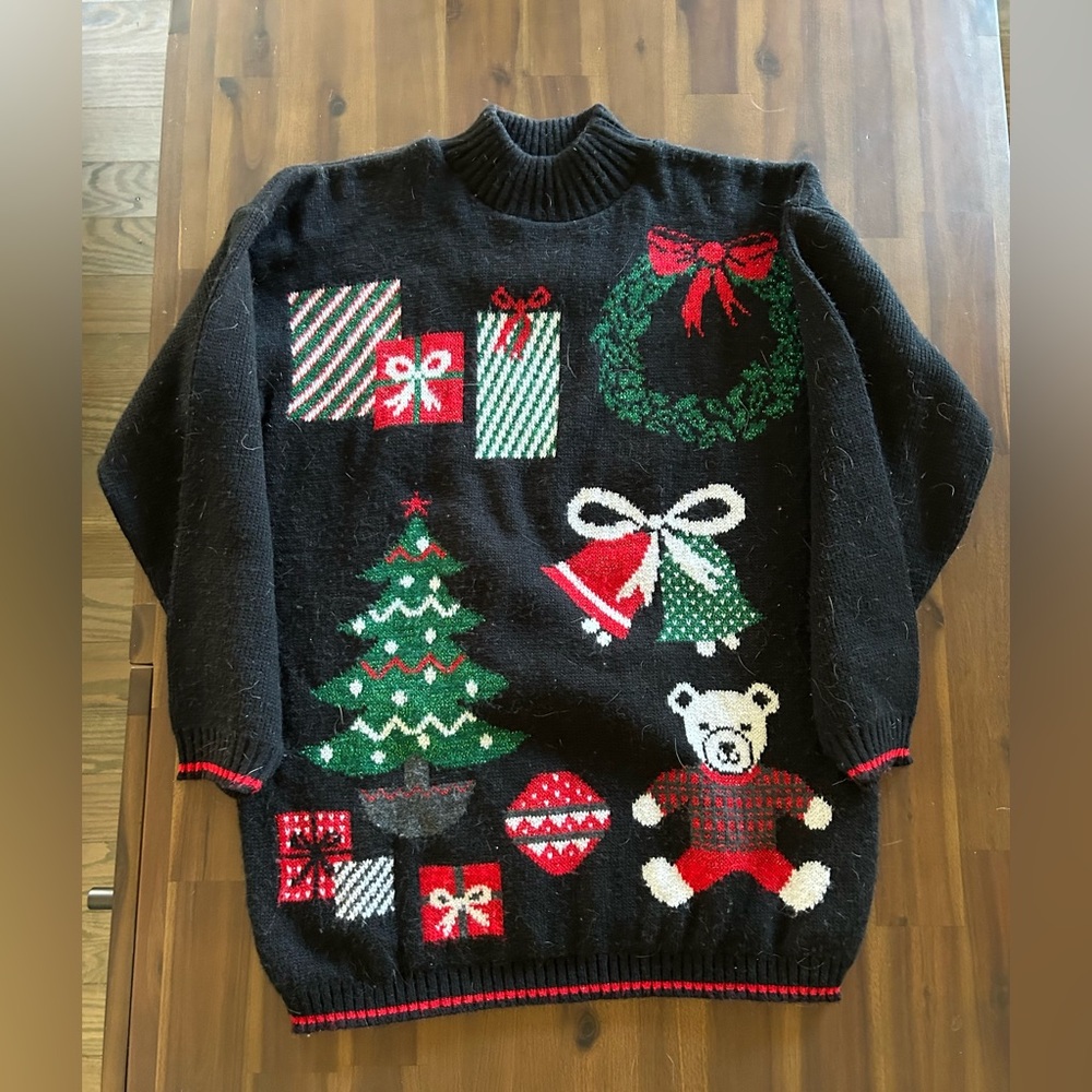 vintage 80s mock neck christmas sweater